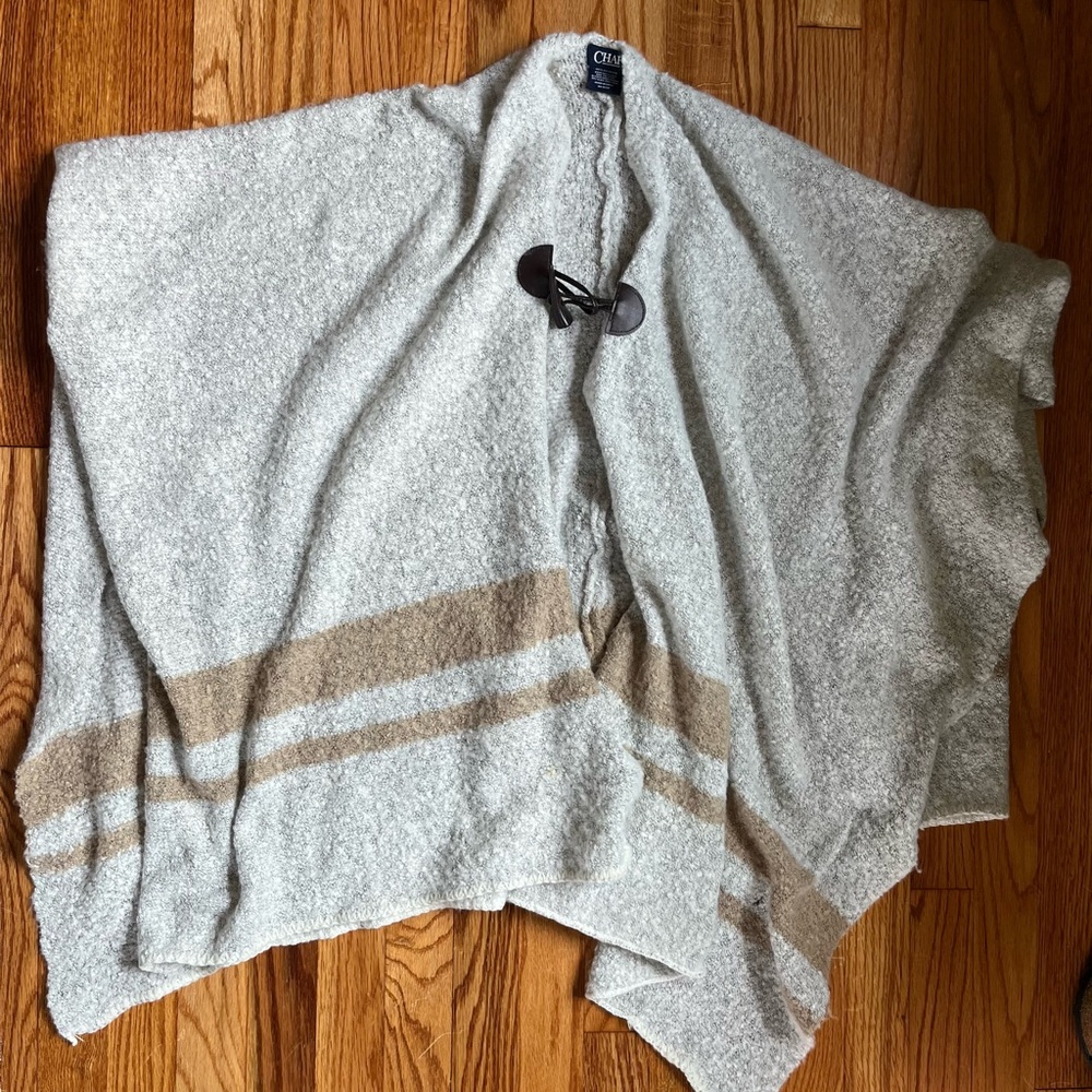 Chaps Women's Gray and Tan Poncho